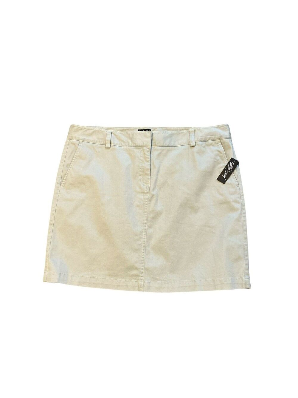 14P Lord & Taylor Ladies Khaki Mini Skirt Flat Front Zip Loops Pockets NWT